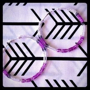 2.5” Handmade Color Block Wire Crocheted Earrings